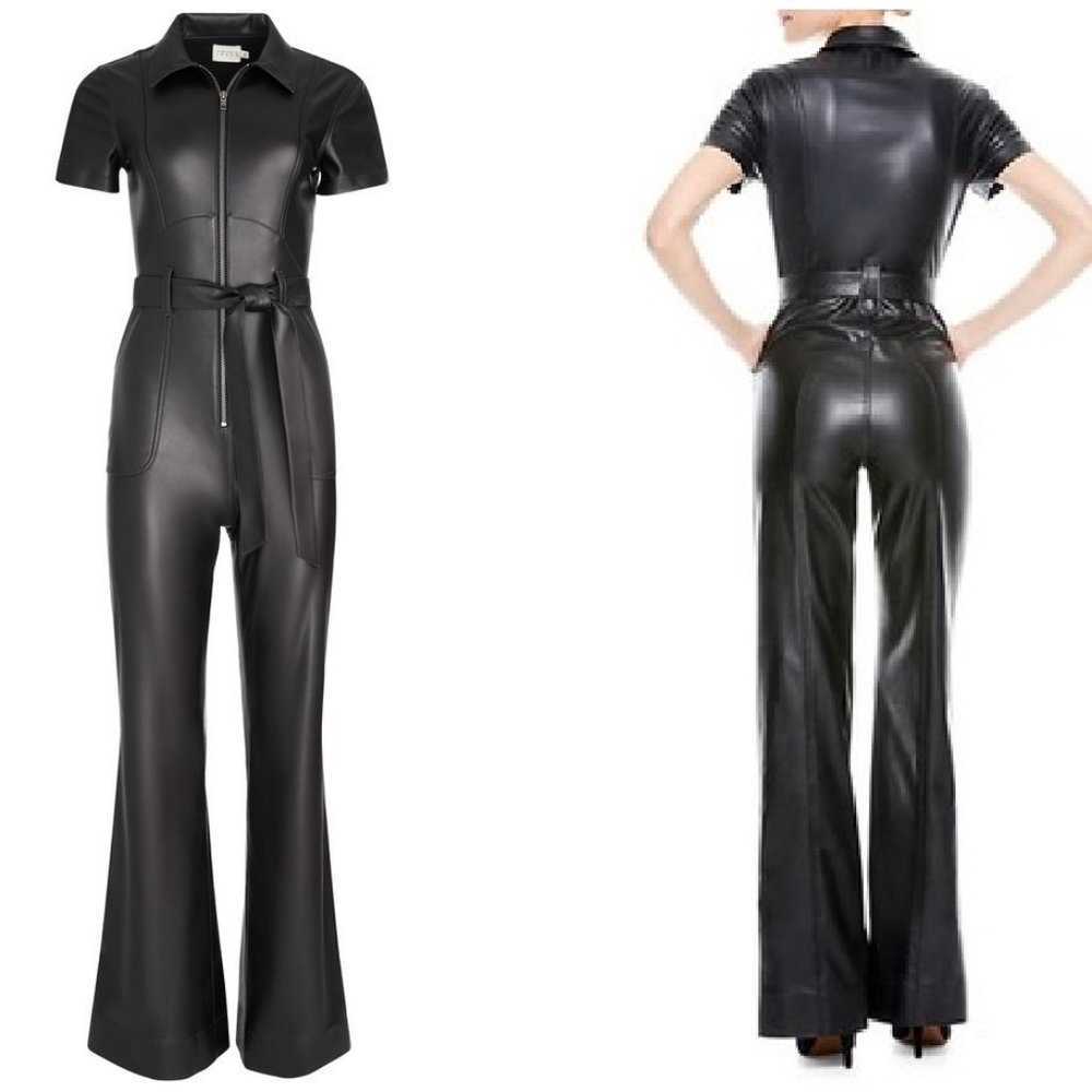 Alice & Olivia GORGEOUS VEGAN LEATHER JUMPSUIT